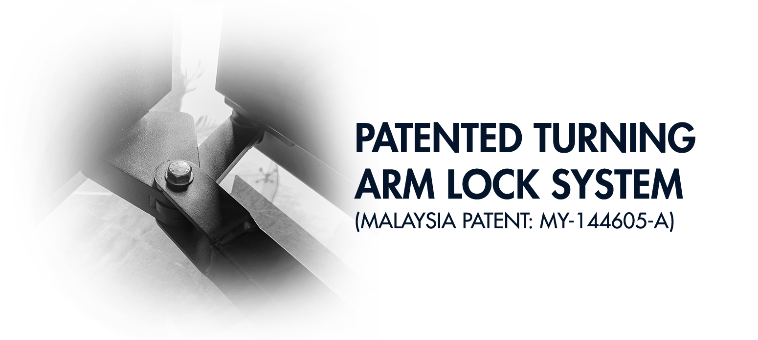 patented turning arm lock system