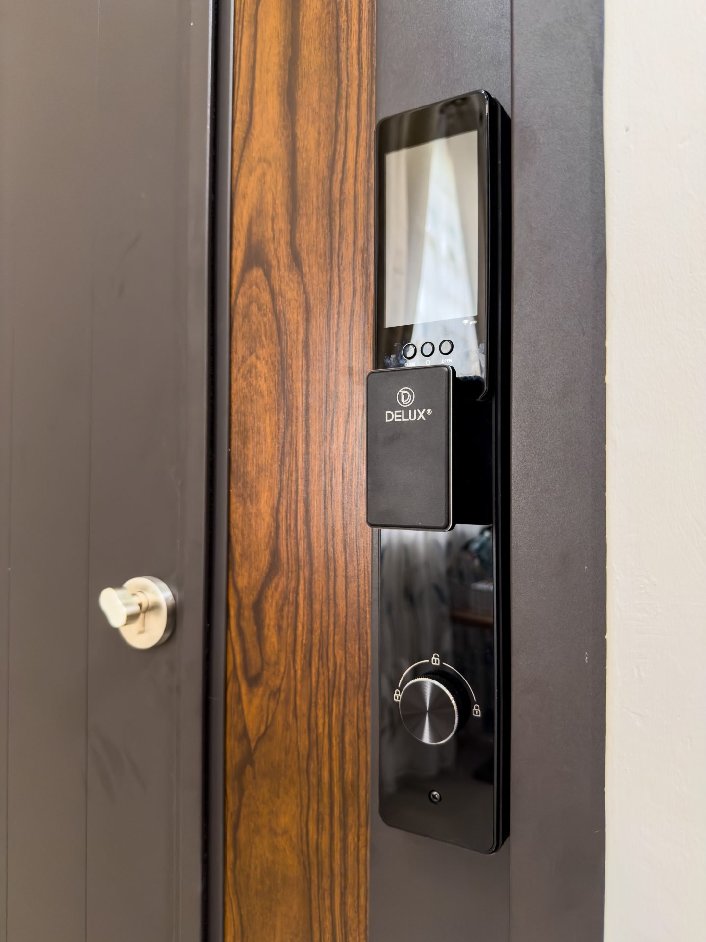Digital lock fitted to an aluminium security door with a multi-point locking system
