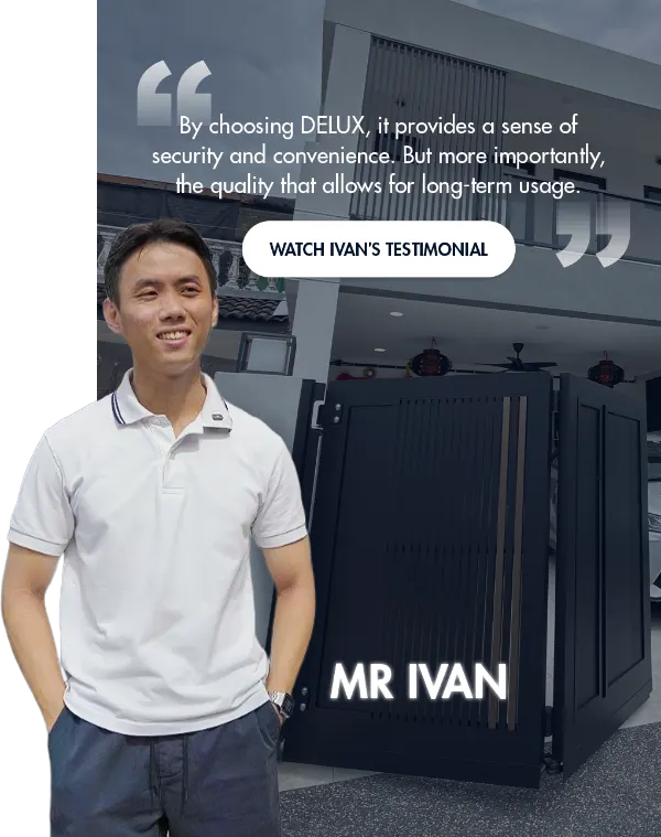 Mr Ivan standing in front of his DELUX autogate