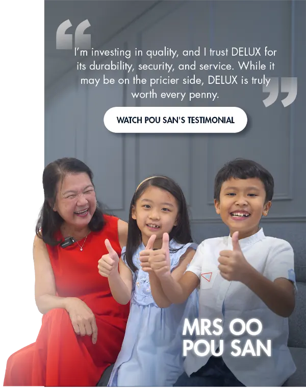 Mrs Oo Pou San and grandchildren giving a thumbs up for DELUX