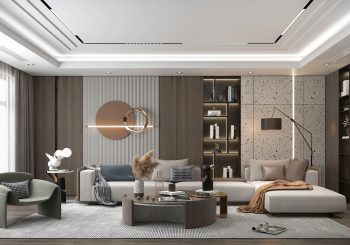 3d rendering modern living room interior design concept